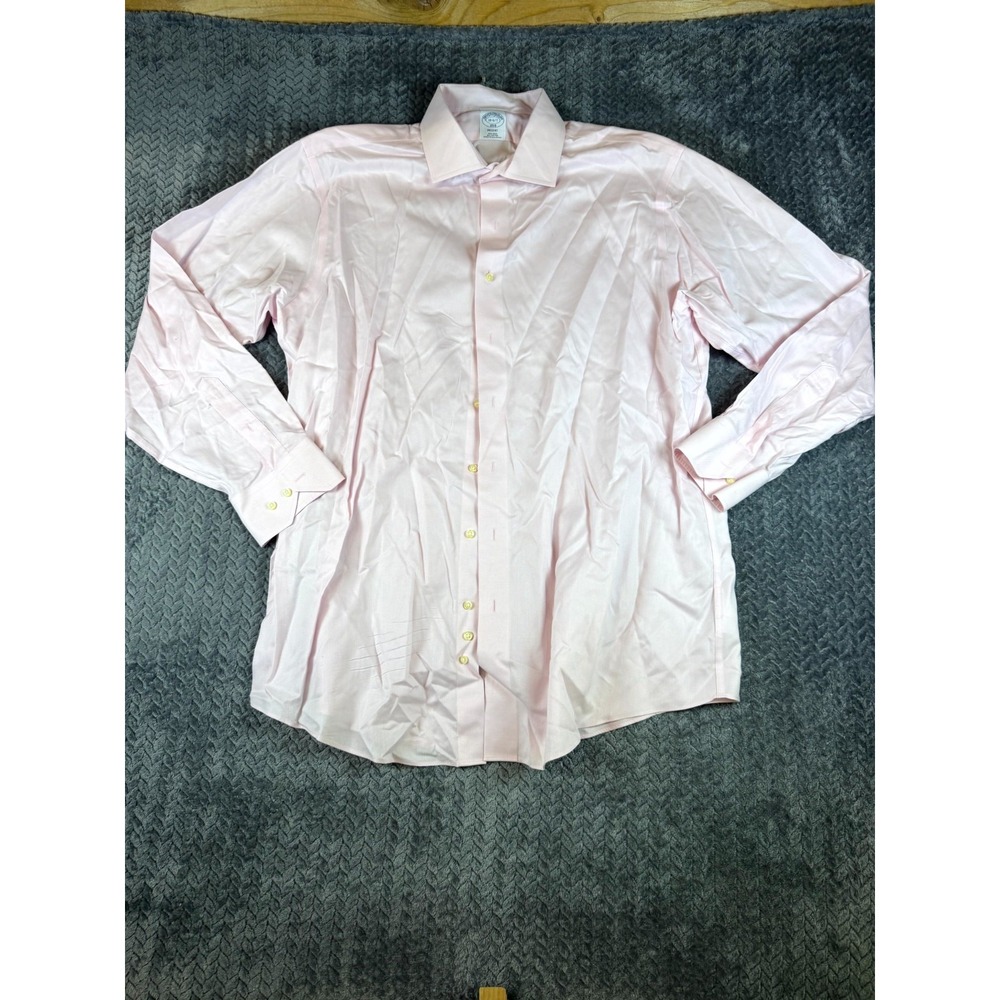 Brooks Brothers Regent Dress Shirt Mens 18.5 36/37 Pink Cotton Non Iron Office